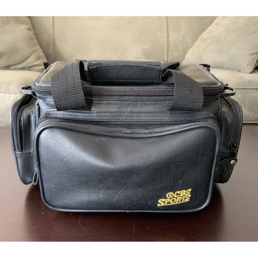 CBS Sports (Gold Embroidered) Branded Leather 3‎ Pocket Camera/Camcorder Bag